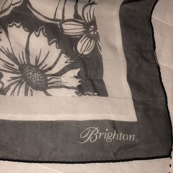 Brighton “Black, White & Always Right” Scarf 100% Silk Floral Sheer Multi-Way - Picture 5 of 8
